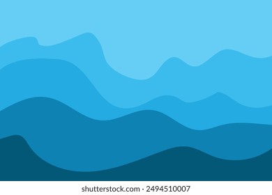 Water Wave Background Design, Abstract Vector Blue Ocean Walpaper Template