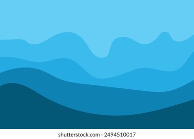 Water Wave Background Design, Abstract Vector Blue Ocean Walpaper Template