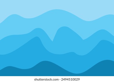 Water Wave Background Design, Abstract Vector Blue Ocean Walpaper Template