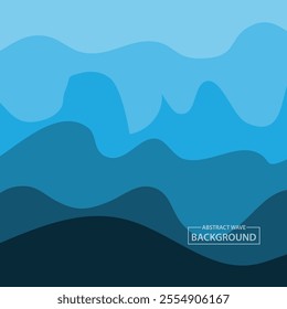 Water Wave Background Design, Abstract Vector Blue Ocean Walpaper Template
