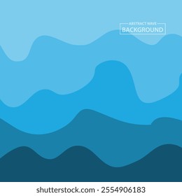 Water Wave Background Design, Abstract Vector Blue Ocean Walpaper Template
