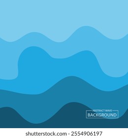 Water Wave Background Design, Abstract Vector Blue Ocean Walpaper Template
