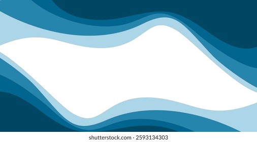 Water wave background design, vector blue ocean wallpaper illustration 
