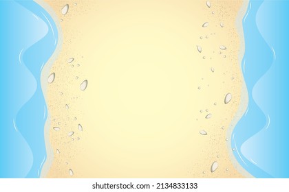 Water wave background with stone and sand. There are ocean and a sea beach.