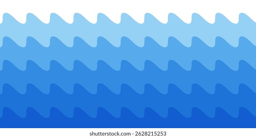 Water wave background template. Sea, ocean or river wavy geometric pattern