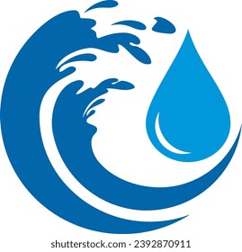 water wave beach vector logo