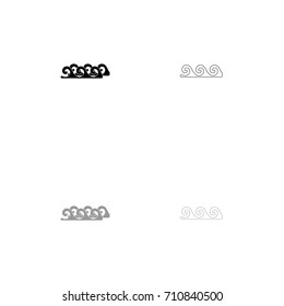 Water wave black and grey set icon .
