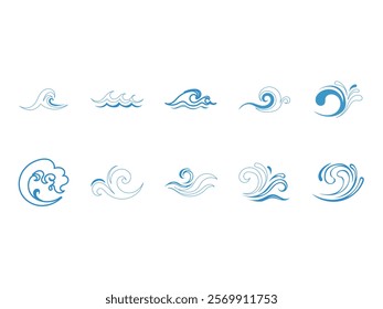 Water Wave Blue Element Set