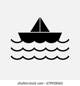 water wave with boat  symbol vector , icon