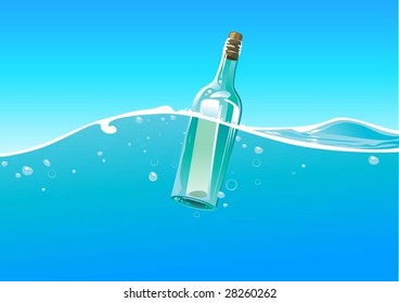 Wasserwelle und Flasche