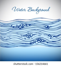 Water wave with bubbles. Abstract vector background.