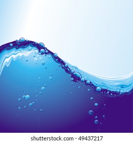 Water Wave With Bubbles, editable vector illustration