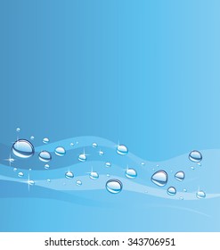 Water wave with bubbles, illustration