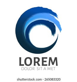 Water wave  in the circle vector design logo template.