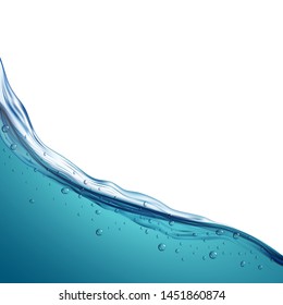 Water wave clean liquid background. Blue sea wave water surface, fresh ocean underwater.