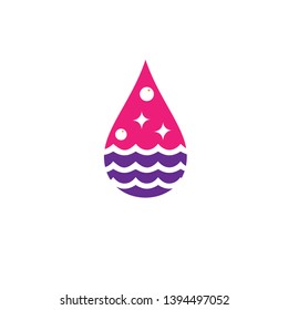 Water Wave Cleaning logo vector icon