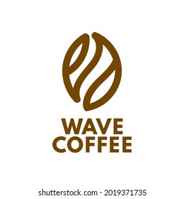 water wave Coffee bean ocean Drink Brown icon logo concept design illustration