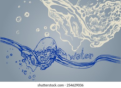 Water wave, colored vector illustration