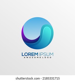 Water Wave Colorful logo gradient vector design