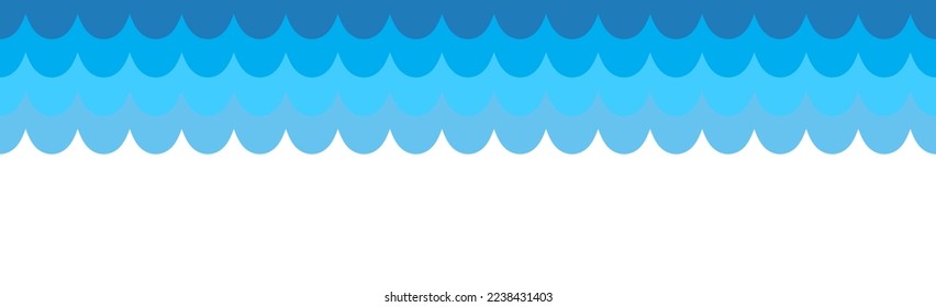 Water wave design on white background. Curved water wave pattern for backdrop and wallpaper template. Curved lines with repeat stripes texture. Abstract water wave background, vector illustration