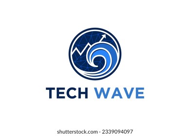 Diseño de logotipo de elemento de onda de agua tecnología financiera símbolo de barra de tráfico