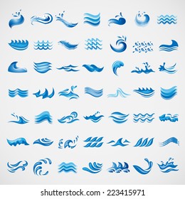 Water And Wave Elements Set - Isolated On Gray Background - Vector Illustration, Graphic Design Editable For Your Design   