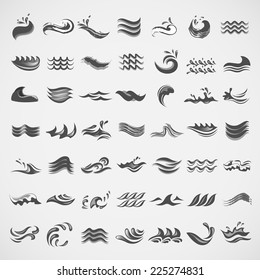 Water And Wave Elements Set - Isolated On Gray Background - Vector Illustration, Graphic Design Editable For Your Design