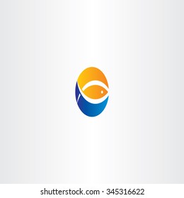 water wave fish and sun vector logo icon symbol