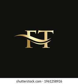 Water Wave FT Logo Vector. Swoosh Letter FT Logo Design for business and company identity
