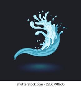 Water Wave Game Asset. Cartoon Aqua Splash. 2d Whirlpool. Liquid Surge Ui Element. Vector Illustration