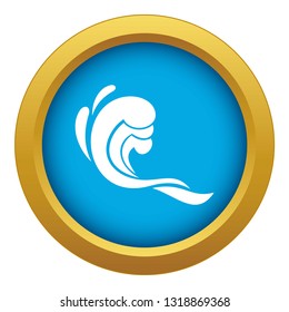 Water wave icon blue vector isolated on white background for any design