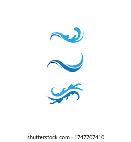 Water wave icon blue vector illustration design logo