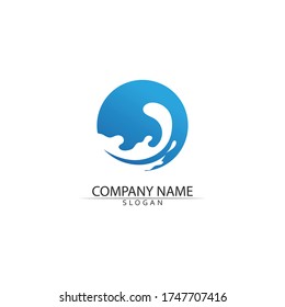 Water wave icon blue vector illustration design logo