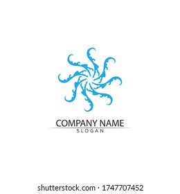 Logo de diseño de ilustración de vector azul de onda de agua