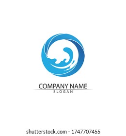 Logo de diseño de ilustración de vector azul de onda de agua