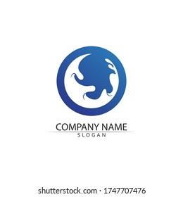 Water wave icon blue vector illustration design logo