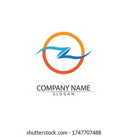 Water wave icon blue vector illustration design logo