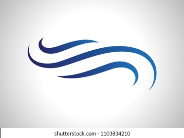 Water wave icon isolated on gray background. Flat water wave icon for web site, backdrop and logo template. Useful for poster, placard and banner. Creative art concept, vector illustration, eps 10