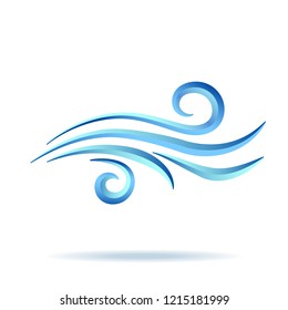 Water wave icon isolated on white background. Blue water wave icon for web site, backdrop and logo template. Useful for poster, placard and banner. Creative art concept, vector illustration, eps 10