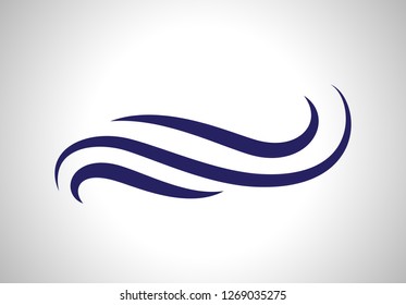 Water wave icon isolated on gray background. Flat water wave icon for web site, backdrop and logo template. Useful for poster, placard and banner. Creative art concept, vector illustration, eps 10