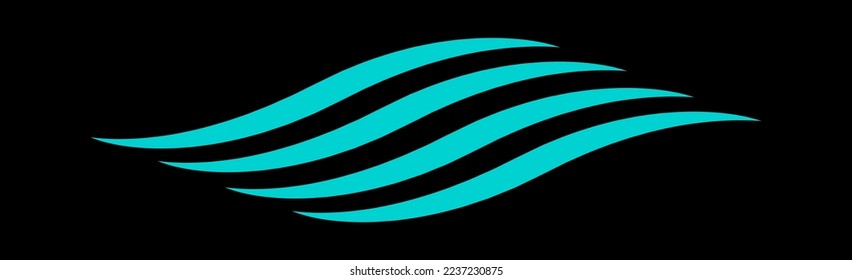 Water wave icon isolated on black background. Modern flat water wave icon for web site, ocean design template and logo. Creative abstract concept, vector illustration