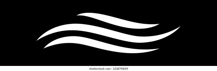 Icono de ola de agua aislado en fondo negro. Icono moderno de ola de agua plana para sitio web, logotipo, plantilla de diseño oceánico y logotipo. Concepto abstracto creativo, ilustración vectorial