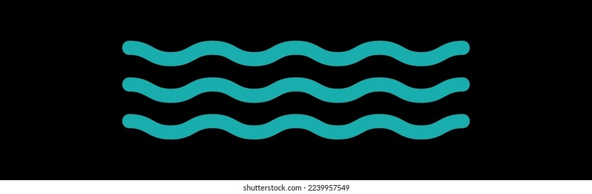 Water wave icon isolated on black background. Modern flat water wave icon for web site, logotype, ocean design template and logo. Creative abstract concept, vector illustration