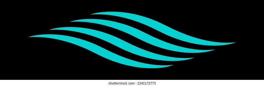 Water wave icon isolated on black background. Modern flat water wave icon for web site, ocean design template and logo. Creative abstract concept, vector illustration