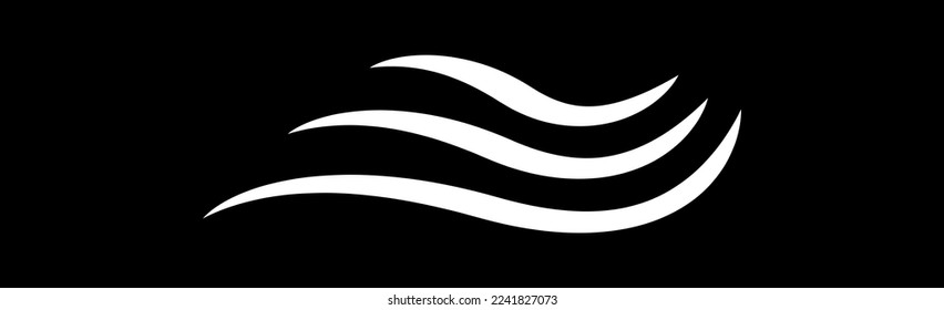 Icono de ola de agua aislado en fondo negro. Icono moderno de ola de agua plana para sitio web, logotipo, plantilla de diseño oceánico y logotipo. Concepto abstracto creativo, ilustración vectorial