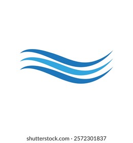 Water wave icon isolated on white background. Flat water wave icon for web site, business card and logo template. Useful for poster, placard and banner. Creative art concept, vector illustration