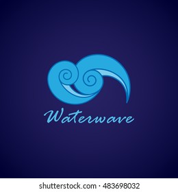 Water Wave Icon - Isolated On Blue Background. Vector Illustration, Graphic Design. For Web, Websites, Print Material 