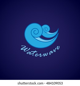 Water Wave Icon - Isolated On Blue Background. Vector Illustration, Graphic Design. For Web, Websites, Print Material 