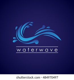 Water Wave Icon - Isolated On Blue Background. Vector Illustration, Graphic Design. For Web, Websites, Print Material