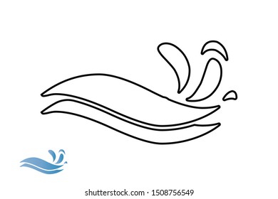 water wave icon with line art style, vector element illustration